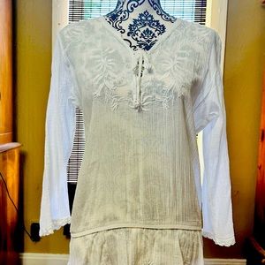 Womens beautiful Lacey white tunic blouse
